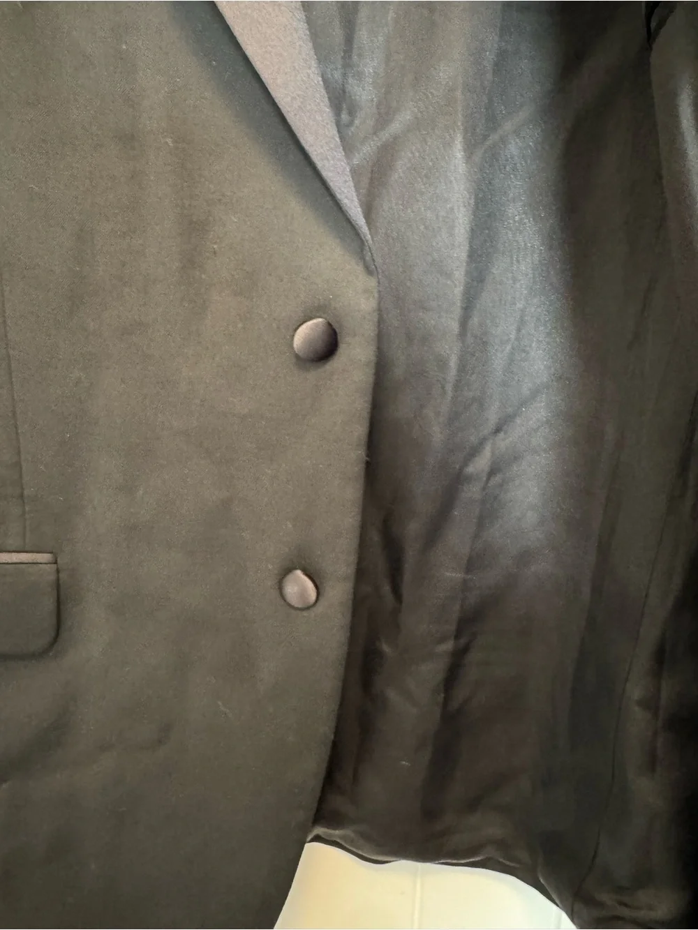 Jones New York Men's 100% Wool Black Tuxedo Jacket Formal Satin Notch Lapel 46